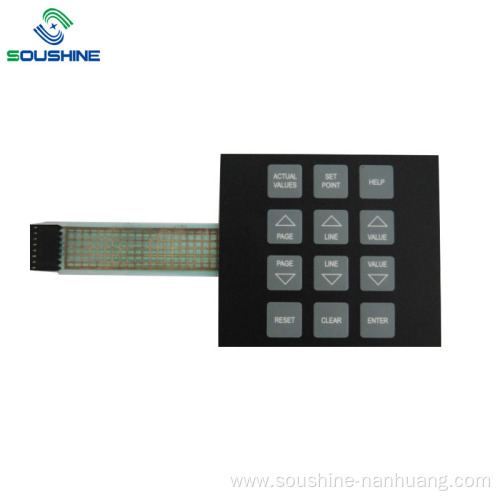 Black ground 12 grey button membrane switch connector